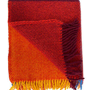 SCHURWOLLDECKE GEMUSTERT 599 ROT / ROST / GELB / BORDEAUX