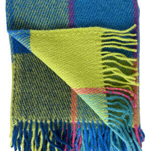 SCHURWOLLDECKE GEMUSTERT 131 GRÜN / BLAUTOENE