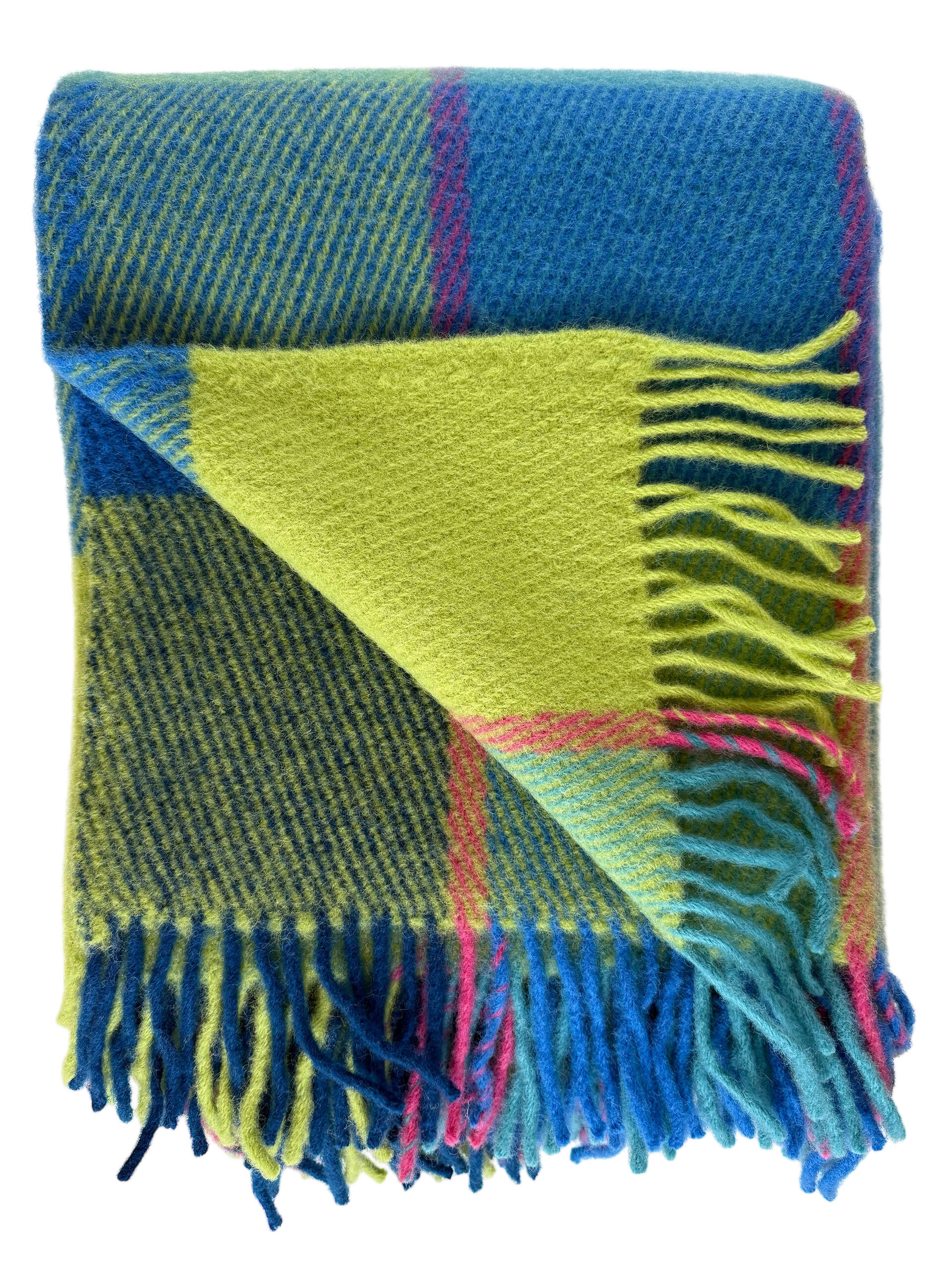 SCHURWOLLDECKE GEMUSTERT 131 GRÜN / BLAUTOENE